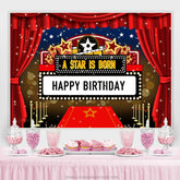 A Stern Ist Geboren Rot Vorhang Glücklich Geburtstag Hintergrund